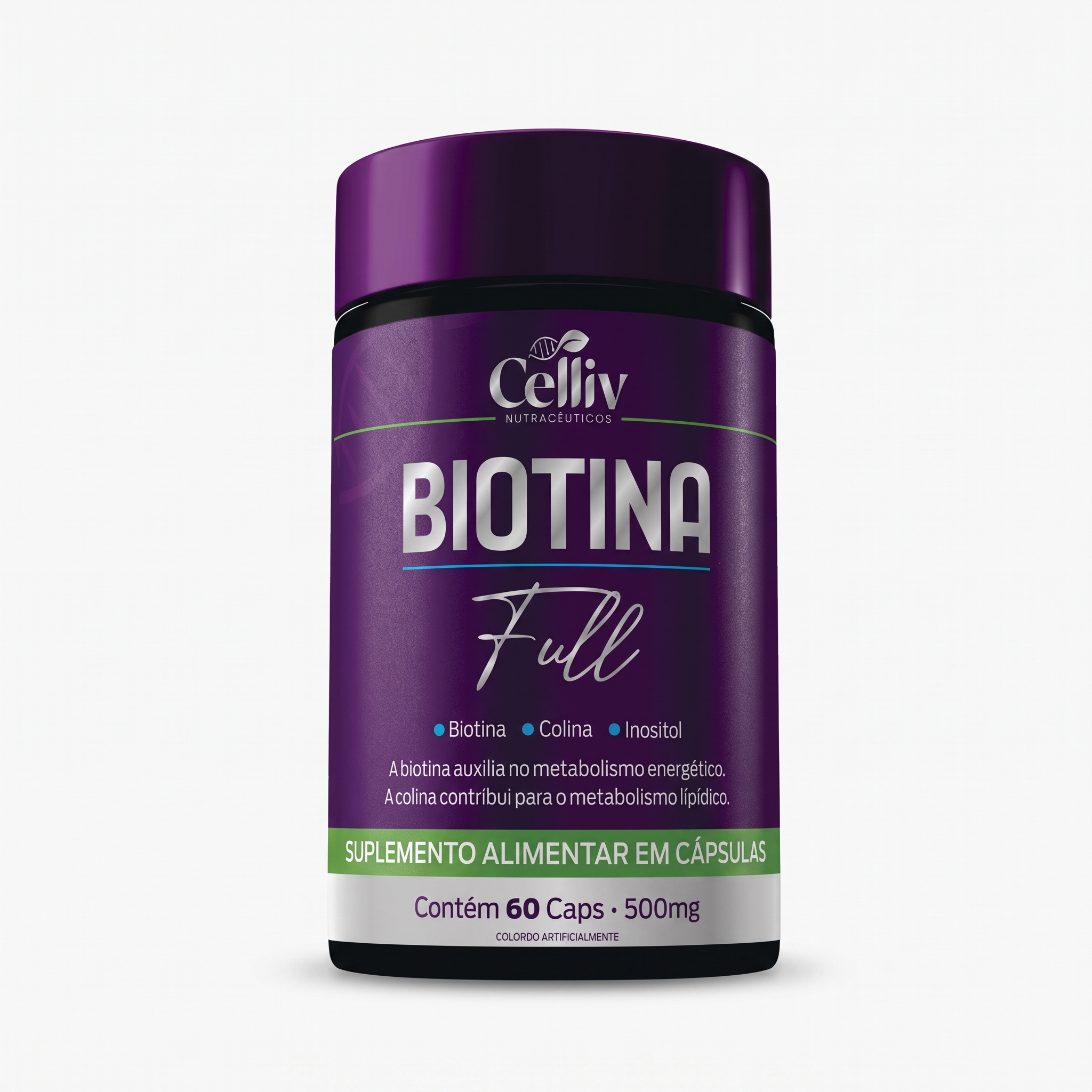 BIOTINA FULL 60 CAPS 500 MG - BIOTINA, COLINA E INOSITOL- CELLIV