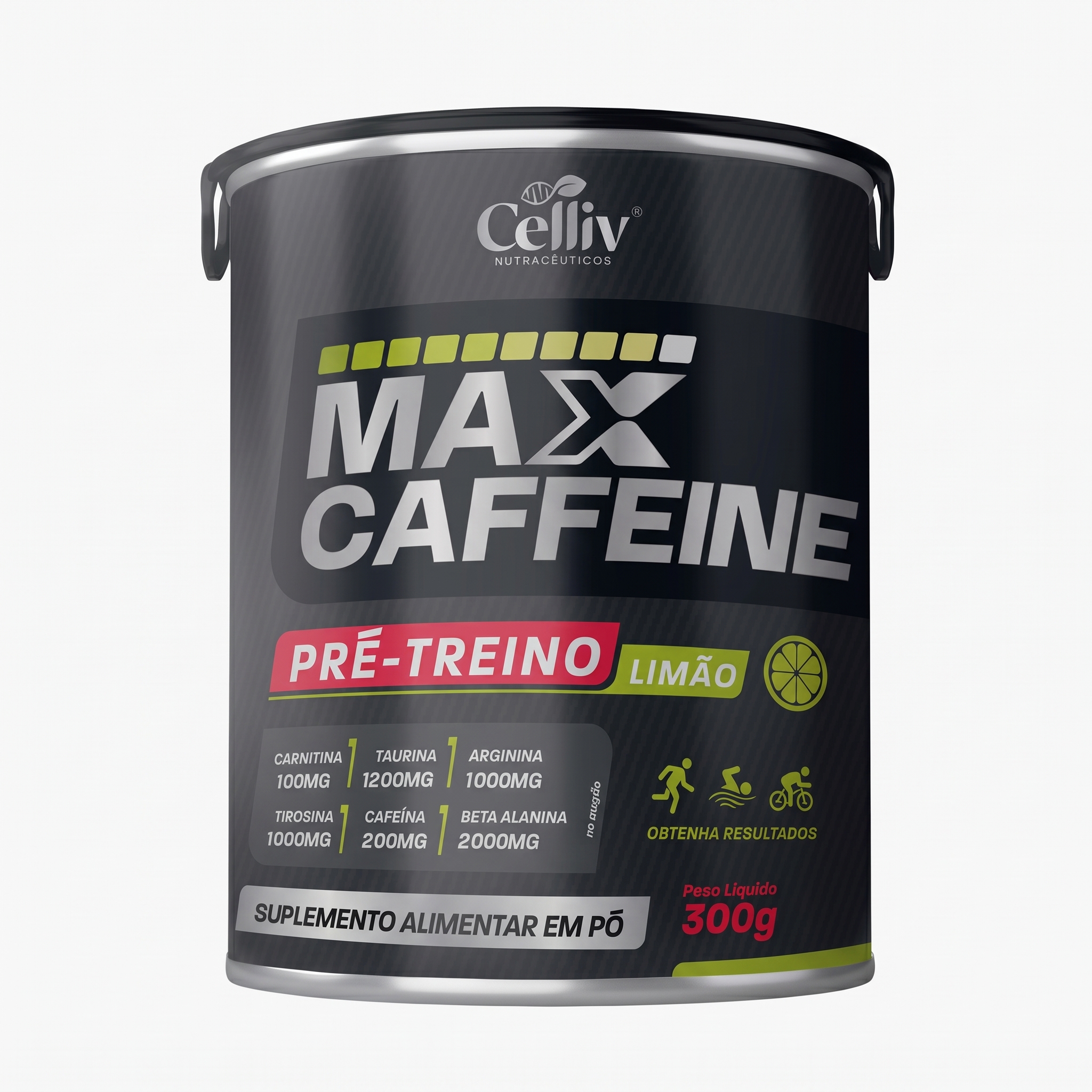 MAX CAFFEINE (PRE-TREINO) SABOR LIMAO 300G - CELLIV