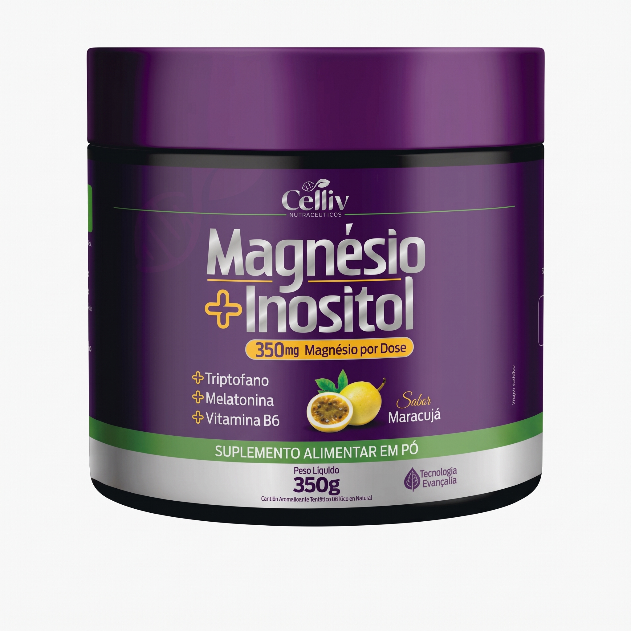 MAGNESIO + INOSITOL PÓ 350G SAB MARACUJA CELLIV